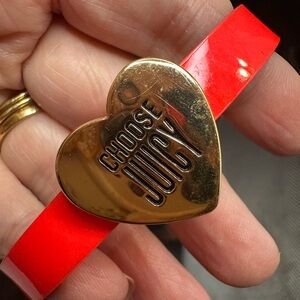 Juicy Couture Vibrant Orange Pinky Red Bracelet with Gold Heart